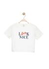Kız Çocuk Çiçekli Kısa Kollu T-shirt - Çocuk Giyim