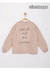 Kız Çocuk Ekru Renk Lıfe Is Too Short Baskılı Sweat