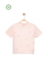 Kız Çocuk Fiyonklu Taş İşlemeli Kısa Kollu T-shirt -Çocuk Giyim