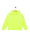 Kız Çocuk Kapşonlu Fosforlu Yeşil Sweatshirt - Yıldız Desenli Yazı Nakışlı Çocuk Sweat