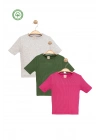 Kız Çocuk Kısa Kollu Kaşkorse 3lü T-shirt Seti -Çocuk Giyim
