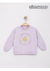 Kız Çocuk Lila / Lila Renk Papatya Desenli Sweat