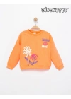 Kız Çocuk N.Turuncu Renk Flower Baskılı Sweat