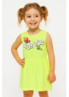 Kız Çocuk Neon Yeşil Kolsuz Stay True Happy Baskılı Elbise