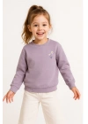 Kız Çocuk Papatyalı Lila Sweatshirt - Şık Kız Giyim