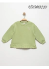 Kız Çocuk Pastel Yeşil Renk Spread Love Baskılı Sweat