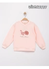 Kız Çocuk Pembe Renk Çiçek Süzeneli Sweat
