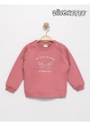 Kız Çocuk Pembe Renk Etamin Kelebek Nakışlı Sweat