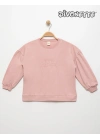 Kız Çocuk Pembe Renk Good Mood Nakışlı Sweat