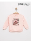 Kız Çocuk Pembe Renk Kitap Okuyan Kız Baskılı Sweat