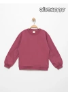 Kız Çocuk Pembe Renk Kolları Çiçek Nakışlı Sweat