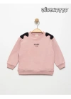 Kız Çocuk Pembe Renk Omuzu Fiyonklu Sweat