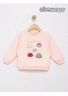 Kız Çocuk Pembe Renk Renkli Kazak Baskılı Sweat
