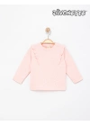 Kız Çocuk Pembe Renk Tas Baskılı Fırfırlı Sweat
