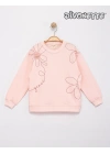 Kız Çocuk Pembe Renk Tül Gül Aksesuarlı Sweat