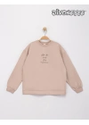Kız Çocuk Pudra Renk Lıfe Is Too Short Baskılı Sweat