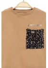 Kız Çocuk Pullu Cep Detaylı Sweatshirt - Süs Cep Detaylı Çocuk Sweat