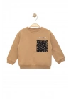 Kız Çocuk Pullu Cep Detaylı Sweatshirt - Süs Cep Detaylı Çocuk Sweat
