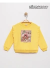 Kız Çocuk Sarı Renk Kitap Okuyan Kız Baskılı Sweat