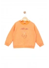 Kız Çocuk Sweatshirt Turuncu Uzun Kollu Simli Kiraz Desenli Sevimli Çocuk Sweat