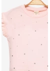 Kız Çocuk Taş Baskılı T-shirt -Çocuk Giyim