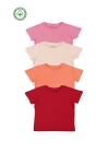 Kız Erkek Çocuk 4lü Set Düz Kısa Kollu T-shirt - Çocuk Giyim