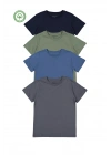 Kız Erkek Unisex Çocuk 4lü Set Düz Kısa Kollu T-shirt - Çocuk Giyim
