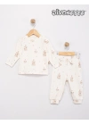 Unisex Bebek Ekru / Atlıkarınca Renk Desenli Pijama Takımı