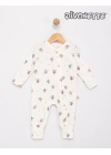 Unisex Bebek Ekru / Peri Renk Dijital Baskılı Manşetli Tulum
