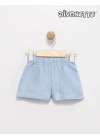 Unisex Bebek Mavi Renk Basic Müslin Şort
