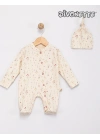 Unisex Bebek Organik / Çiçek Renk Dijital Baskılı Patikli Tulum