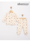 Unisex Bebek Organik / Çiftçi Renk Desenli Pijama Takımı