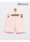 Unisex Çocuk Pembe Renk Kemer Dikişli Şort