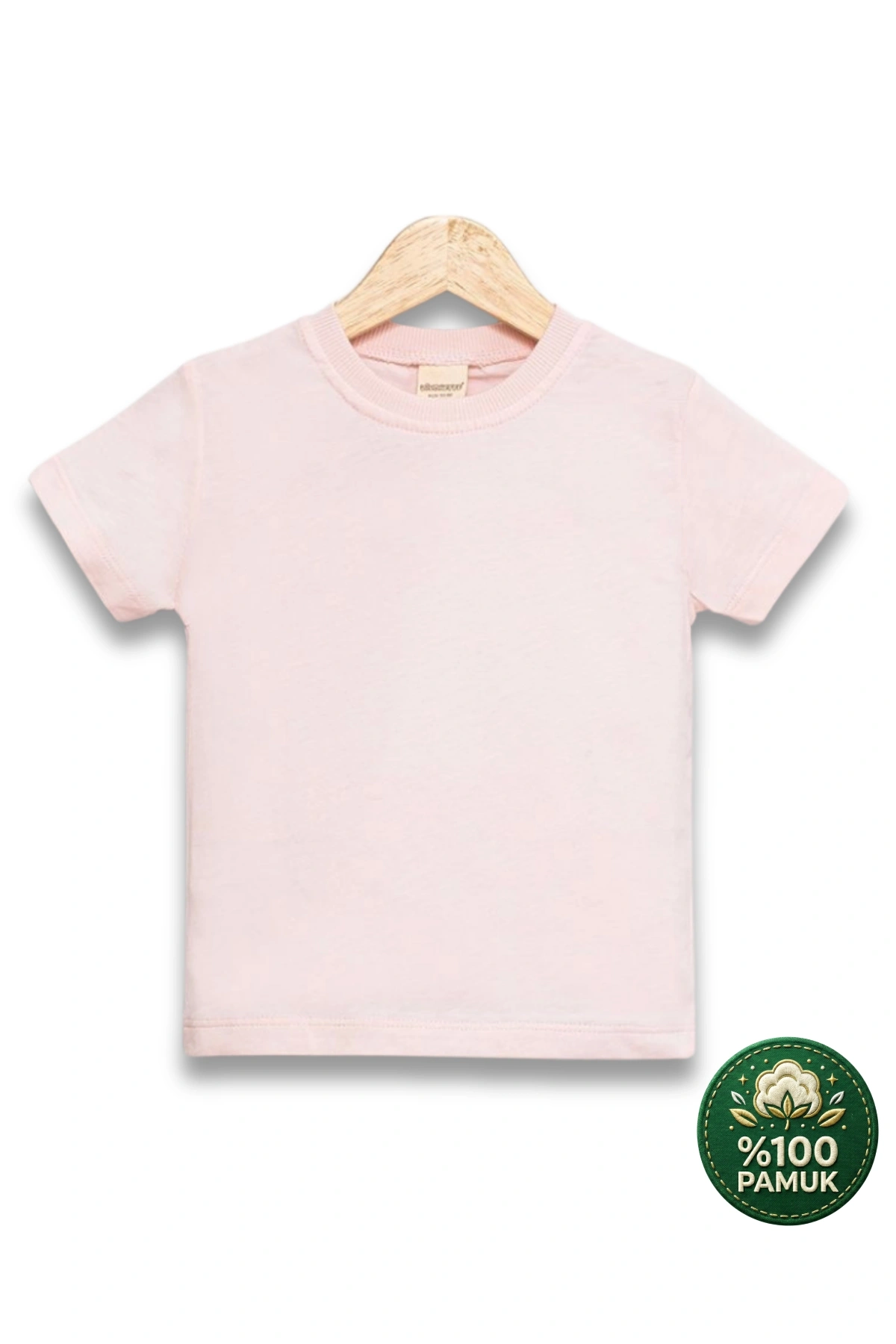 Çocuk Pembe Tişört %100 Pamuk Basic Kısa Kollu Bisiklet Yaka Kız Erkek Unisex Yazlık T-shirt