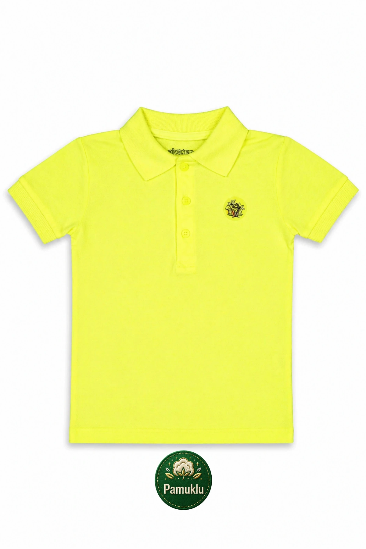 Erkek Çocuk Kısa Kollu Neon Yeşil Polo Yaka T-shirt