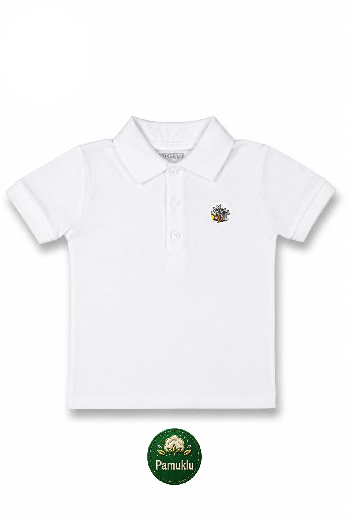 Kız Erkek Çocuk Polo Yaka Kısa Kollu Beyaz Renk Okul T-shirt