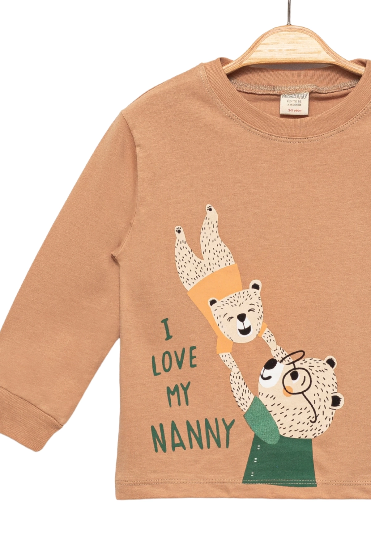 Ayıcık Baskılı %100 Pamuk İnce Mevsimlik Uzun Kollu Çocuk Tshirt - Çocuk Giyim