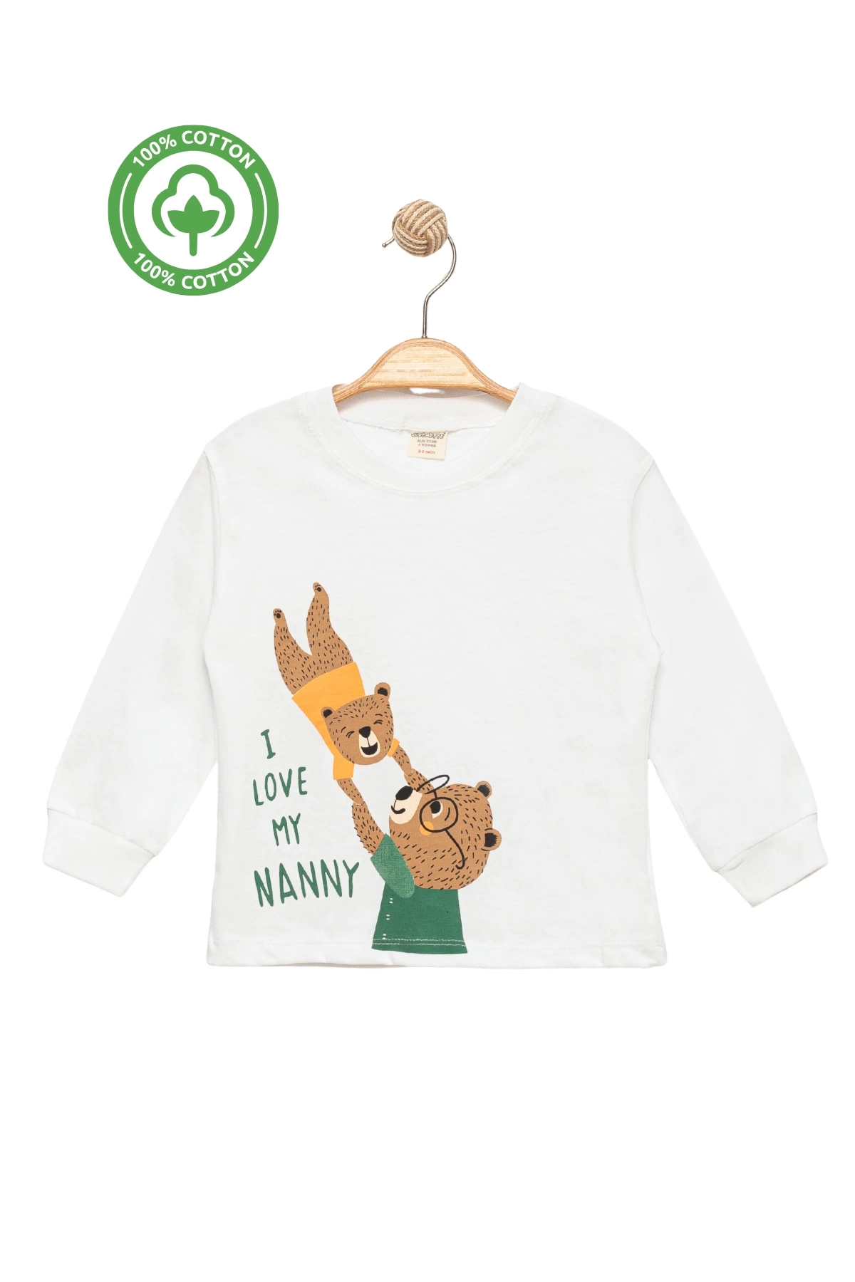 Ayıcık Baskılı %100 Pamuk İnce Mevsimlik Uzun Kollu Çocuk Tshirt - Çocuk Giyim