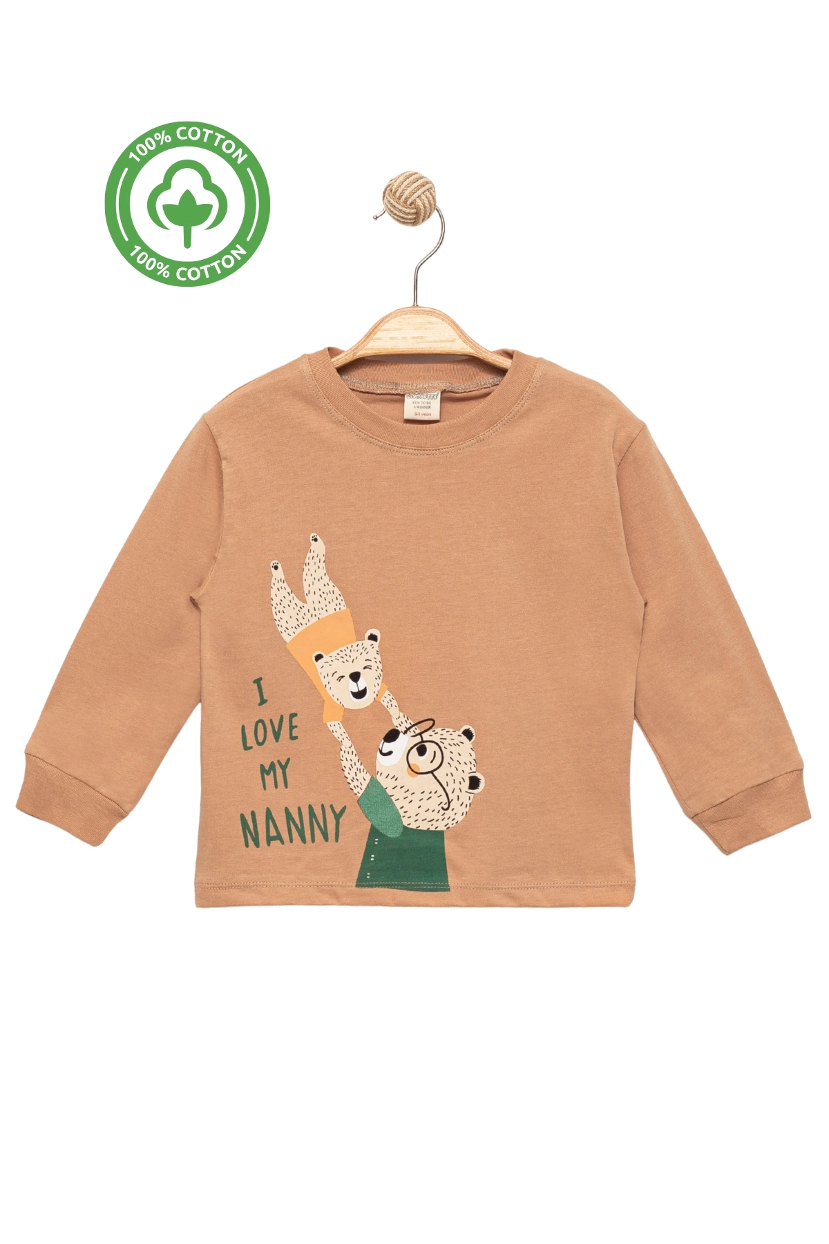 Ayıcık Baskılı %100 Pamuk İnce Mevsimlik Uzun Kollu Çocuk Tshirt - Çocuk Giyim