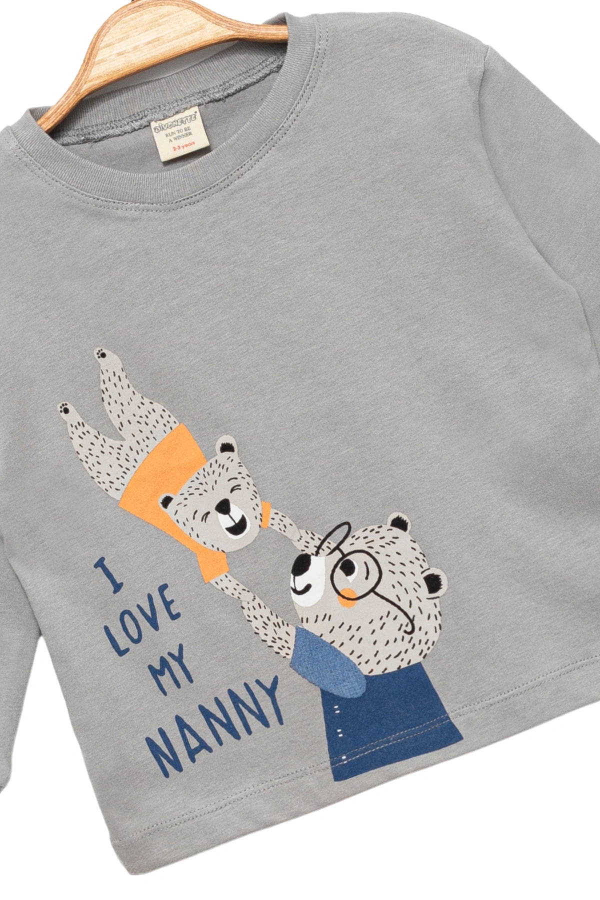 Ayıcık Baskılı %100 Pamuk İnce Mevsimlik Uzun Kollu Çocuk Tshirt - Çocuk Giyim