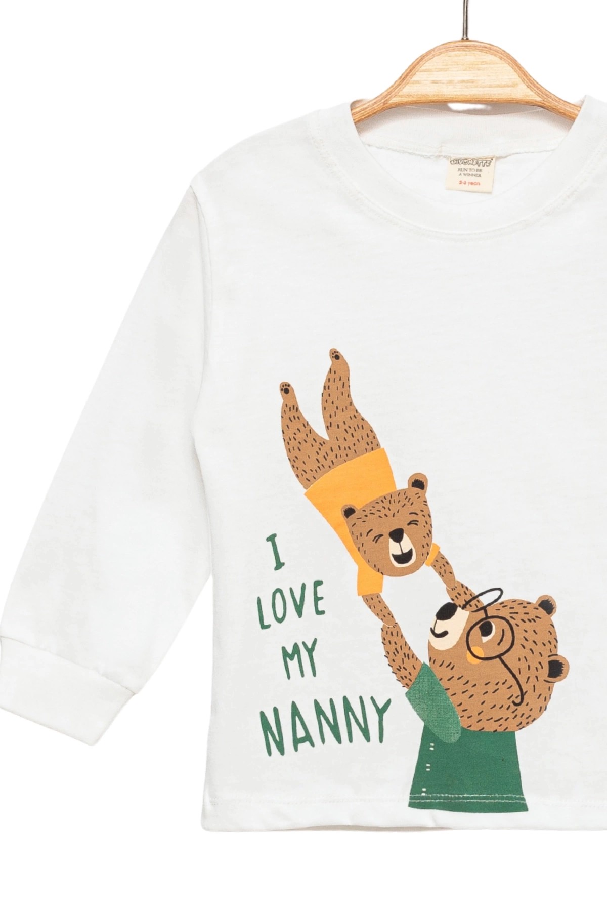 Ayıcık Baskılı %100 Pamuk İnce Mevsimlik Uzun Kollu Çocuk Tshirt - Çocuk Giyim