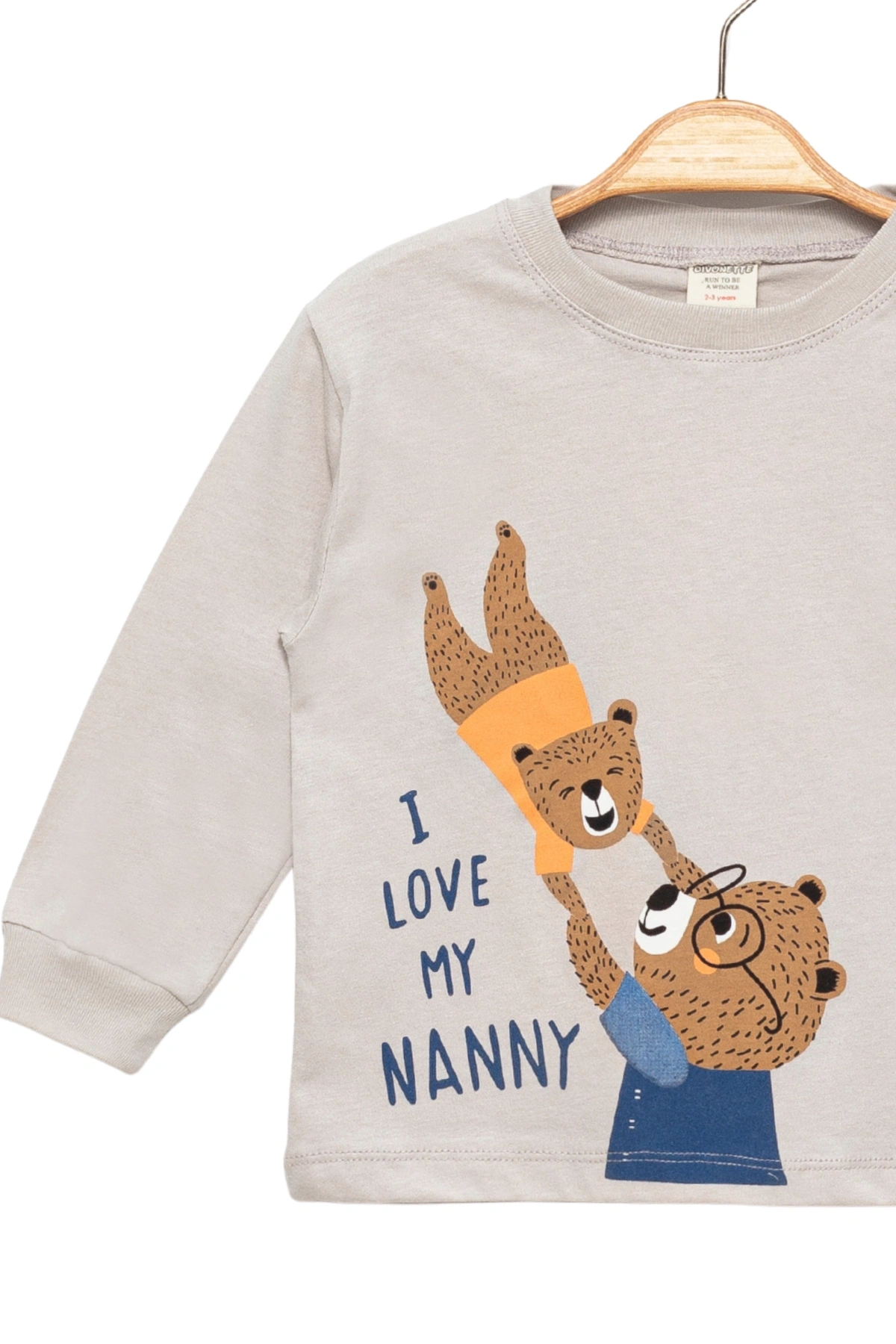 Ayıcık Baskılı %100 Pamuk İnce Mevsimlik Uzun Kollu Çocuk Tshirt - Çocuk Giyim