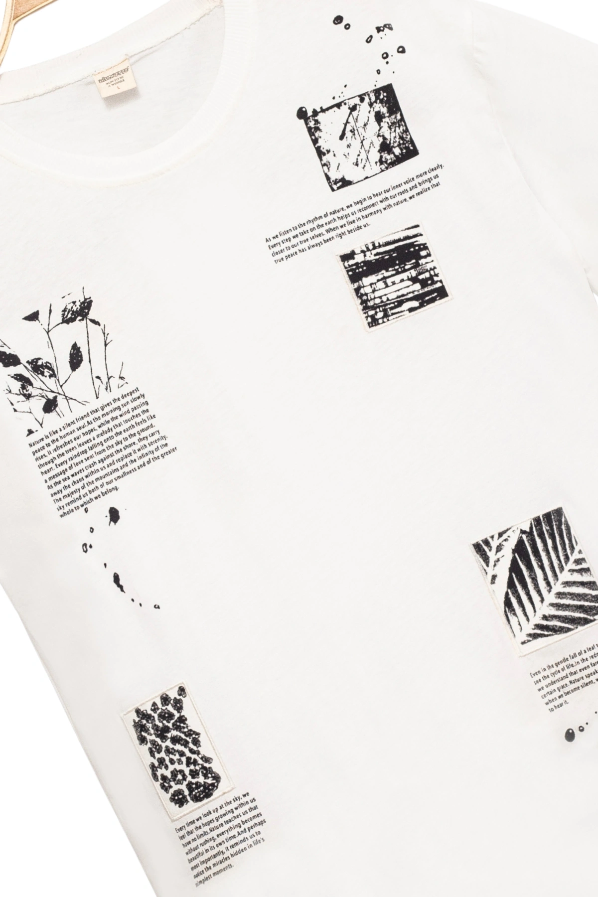 Erkek Basic Kısa Kollu %100 Pamuk Baskılı Nakış Detaylı Havalı ve Rahat Beyaz T-Shirt