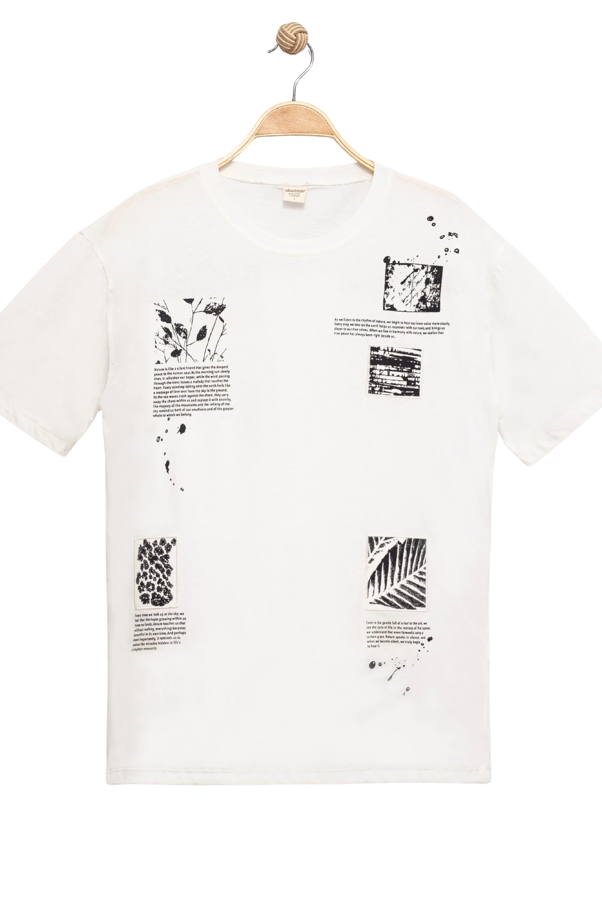Erkek Basic Kısa Kollu %100 Pamuk Baskılı Nakış Detaylı Havalı ve Rahat Beyaz T-Shirt