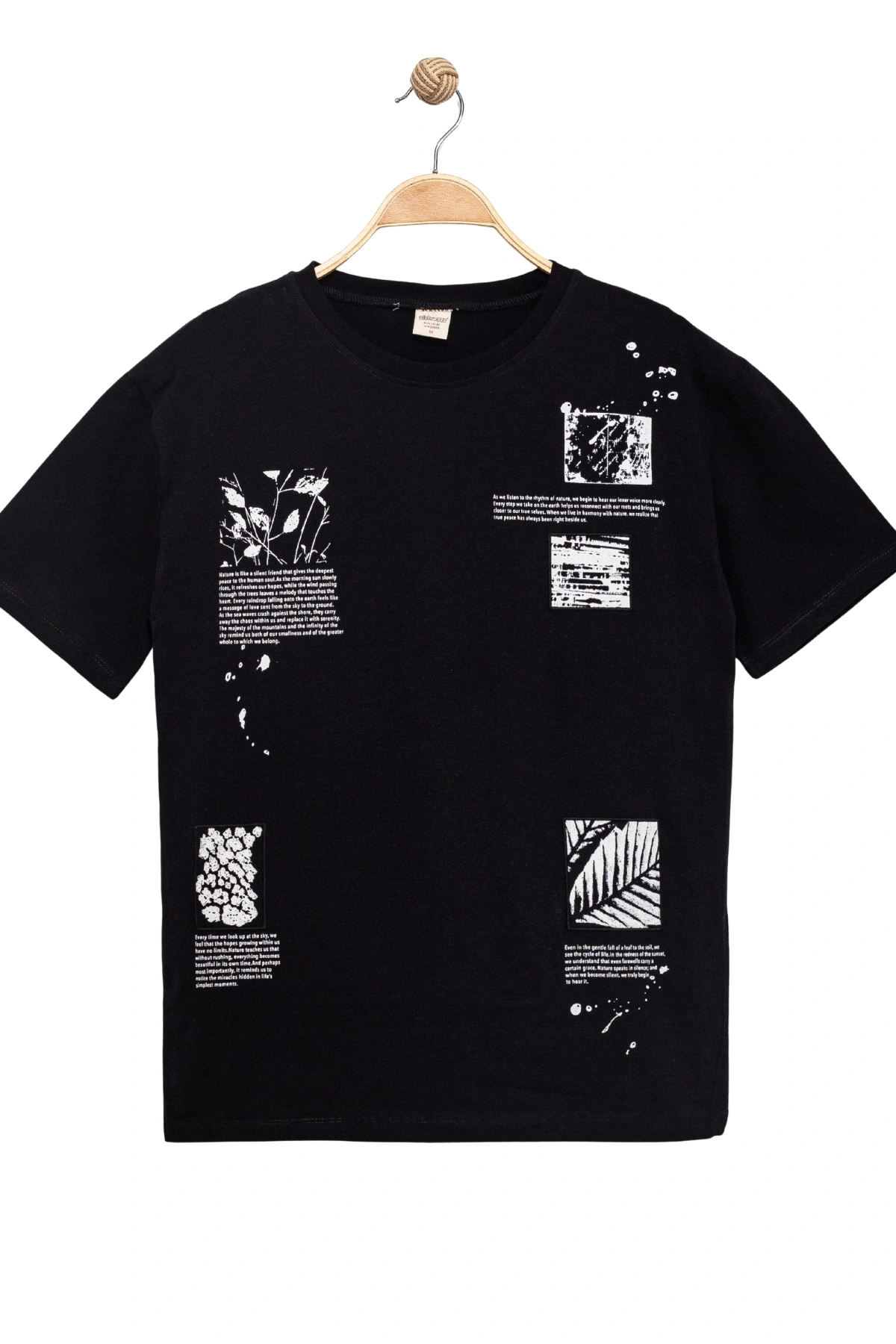 Erkek Basic Kısa Kollu %100 Pamuk Baskılı Nakış Detaylı Havalı ve Rahat Siyah T-Shirt