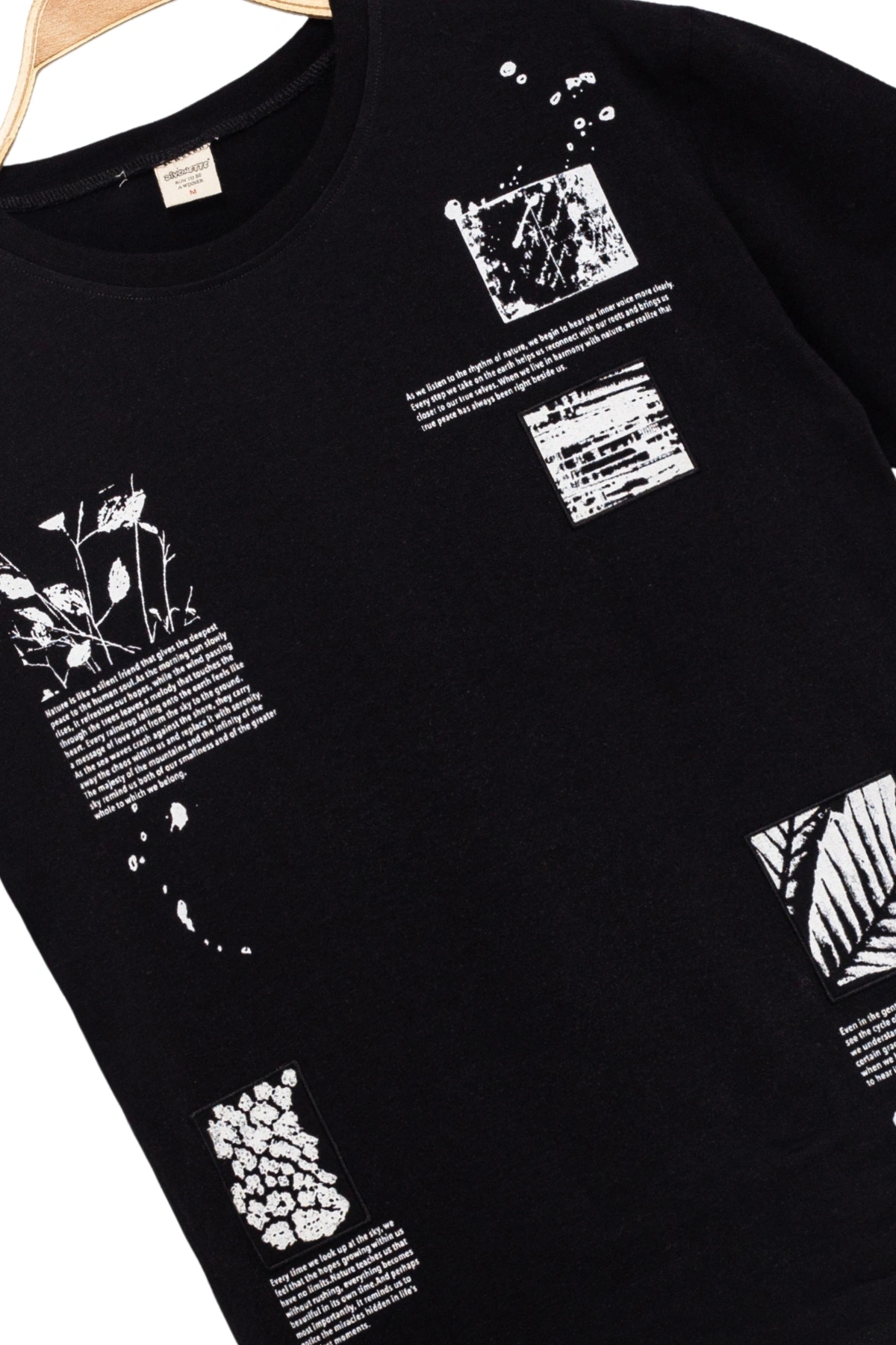 Erkek Basic Kısa Kollu %100 Pamuk Baskılı Nakış Detaylı Havalı ve Rahat Siyah T-Shirt