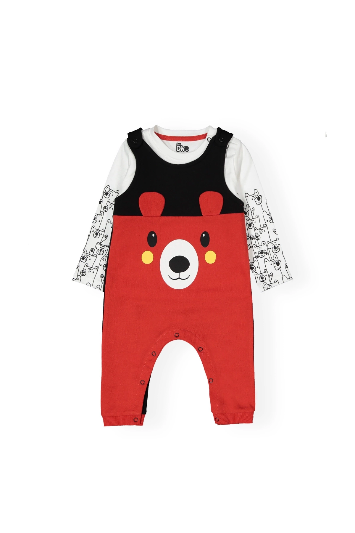 Erkek Bebek Sevimli Hayvan Desenli Tulum Badi 2li Set - Bebek Giyim