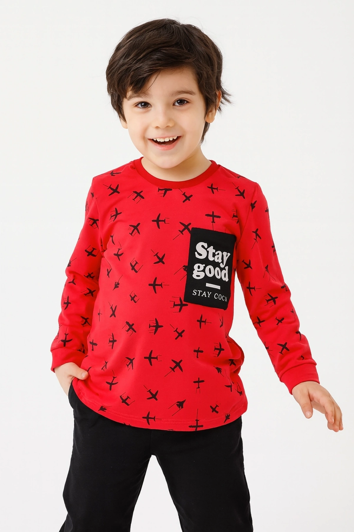 Erkek Çocuk %100 Pamuk Uzun Kollu Tişört - Çocuk Giyim