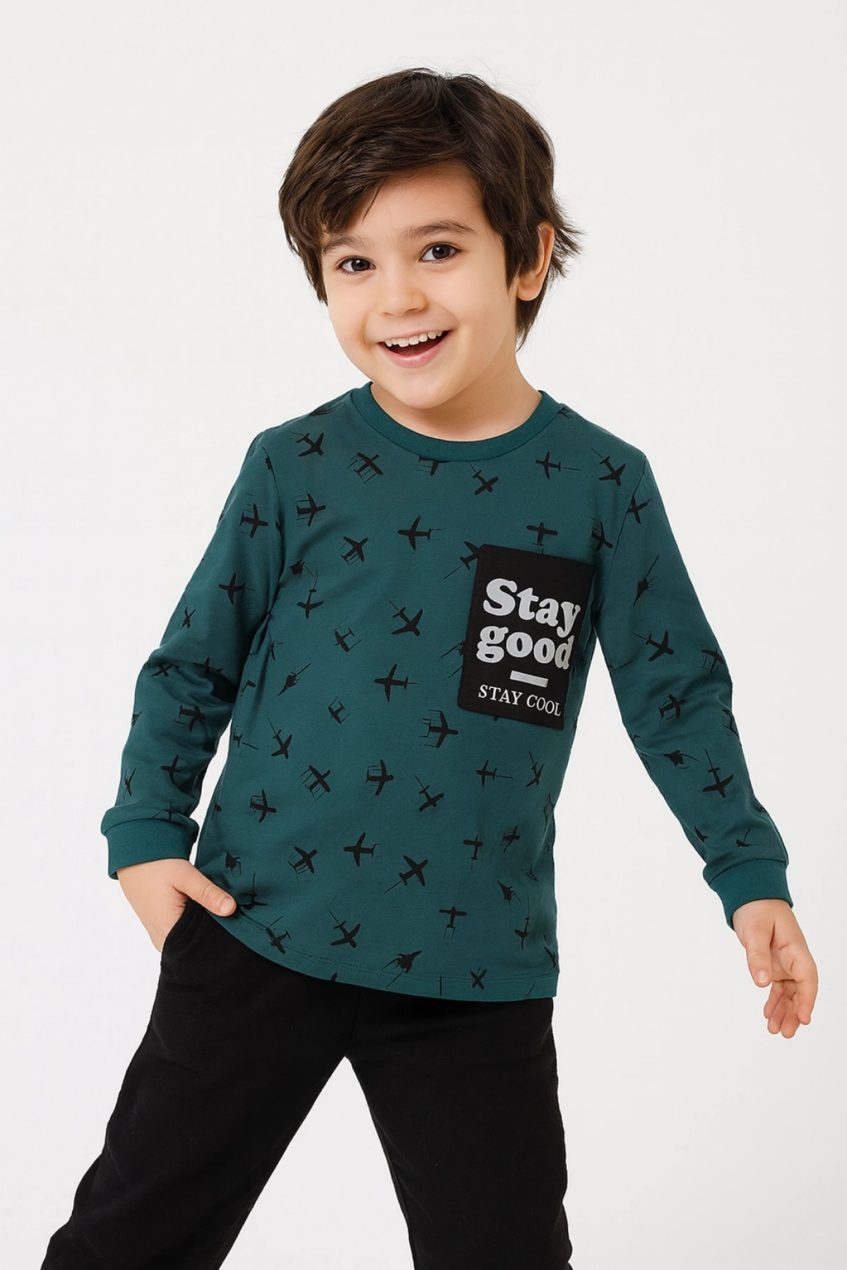 Erkek Çocuk %100 Pamuk Uzun Kollu Tişört - Çocuk Giyim