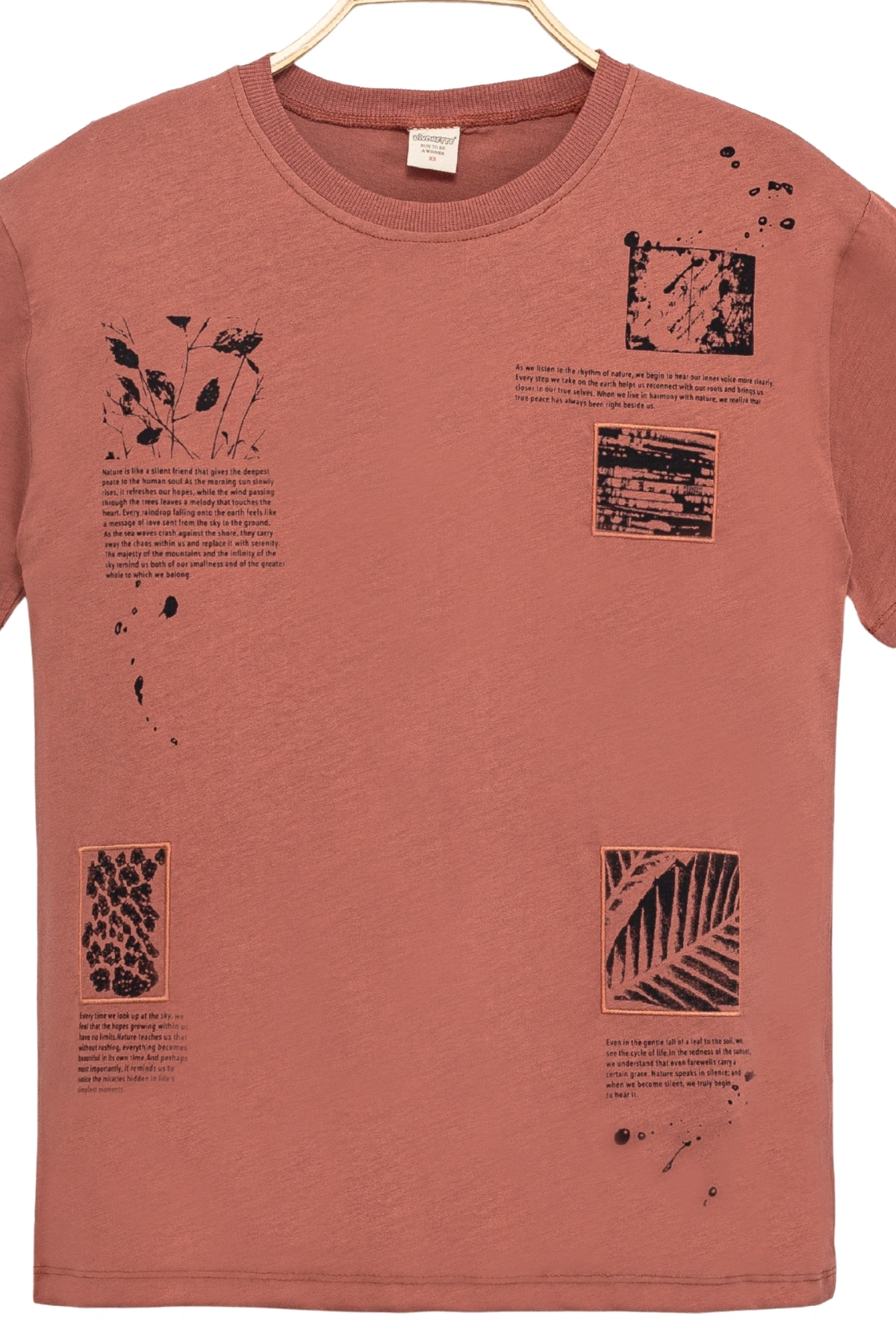 Erkek Çocuk Basic Kısa Kollu %100 Pamuk Baskılı Nakış Detaylı Havalı ve Rahat Turuncu T-Shirt